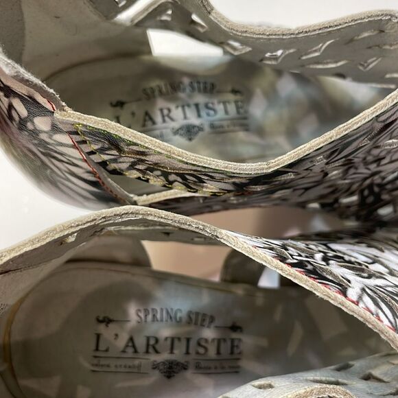 L’Artistic Womens Spring Step Amora Hand Painted Leather  Sandal Heel Sz 10.5 - Picture 12 of 14